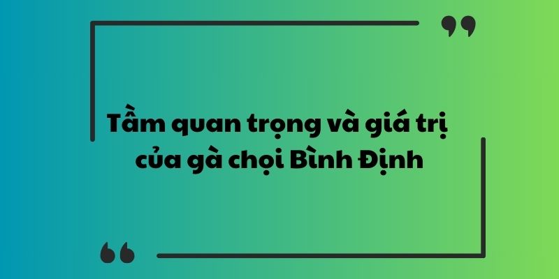 Tầm quan trọng và giá trị của gà chọi Bình Định